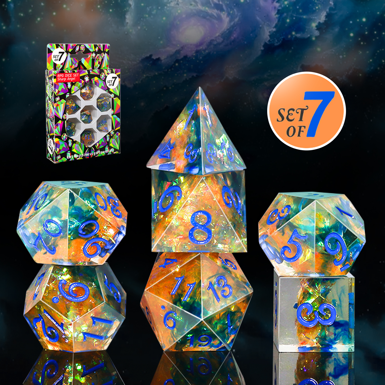 Dice Set Polyhedral - DND Polyhedral Dice Set Iridescent Plating