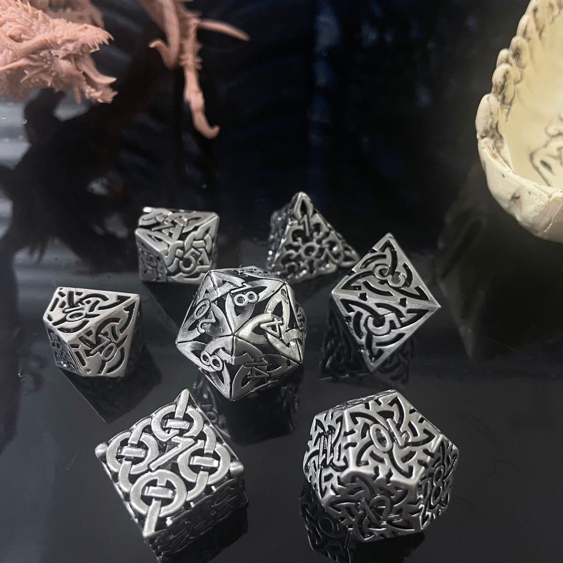 7 Pcs Cosplay D4-D20 DND Brass - огляд і ціна Dice Set Polyhedral