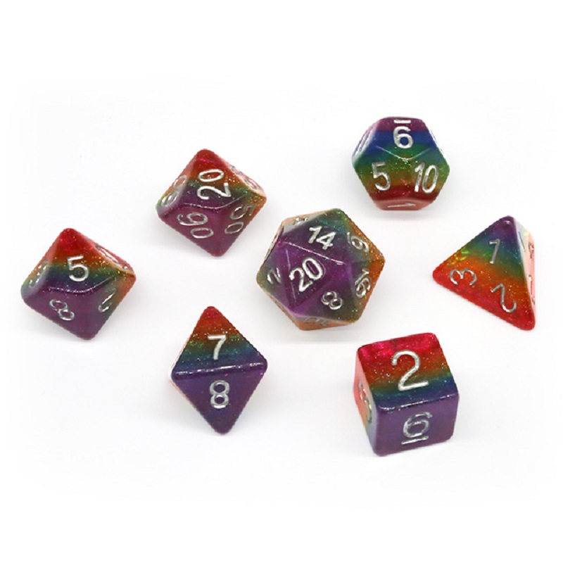 7Pcs/Set Polyhedral Rainbow Di - огляд і ціна Dice Set Polyhedral