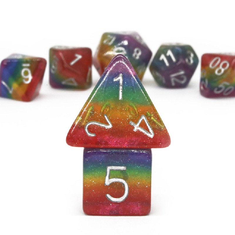7Pcs/Set Polyhedral Rainbow Di - огляд і ціна Dice Set Polyhedral