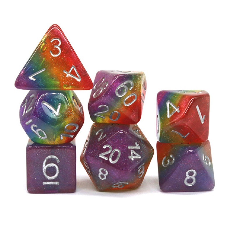 7Pcs/Set Polyhedral Rainbow Di - огляд і ціна Dice Set Polyhedral