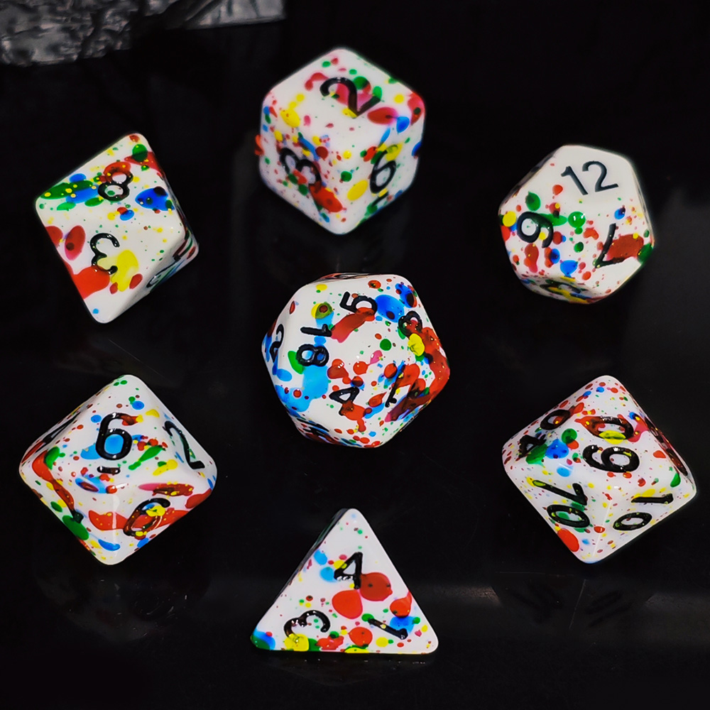 Paint Splatter Dice Set - 7PCS - огляд і ціна Dice Set Polyhedral