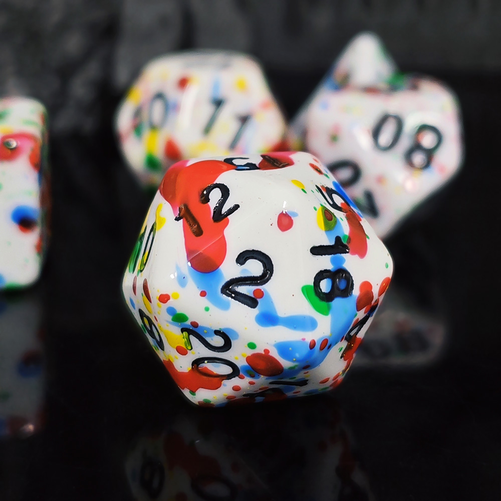 Paint Splatter Dice Set - 7PCS - огляд і ціна Dice Set Polyhedral