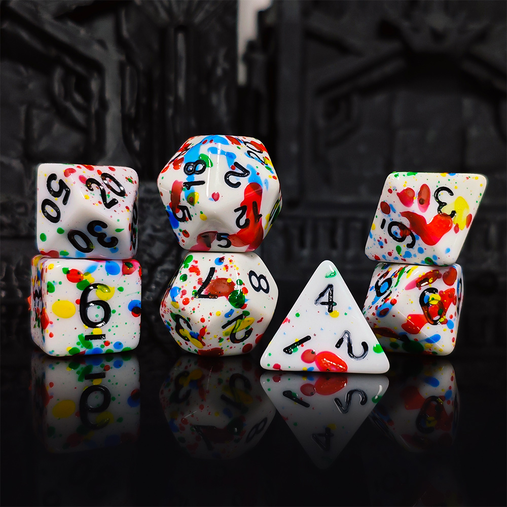 Paint Splatter Dice Set - 7PCS - огляд і ціна Dice Set Polyhedral