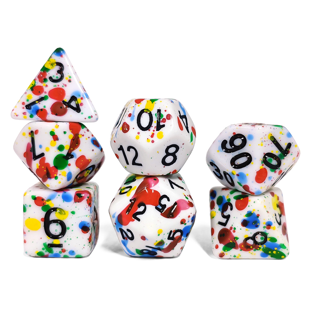 Paint Splatter Dice Set - 7PCS - огляд і ціна Dice Set Polyhedral