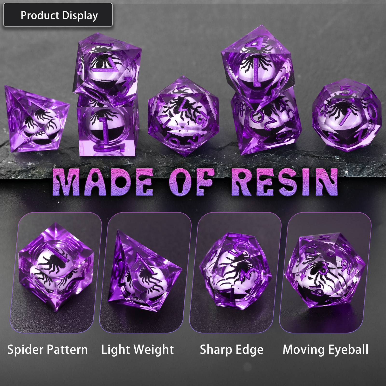Resin DND Dice Set Spider Dice - огляд і ціна Board Game Dungeons And Dragons