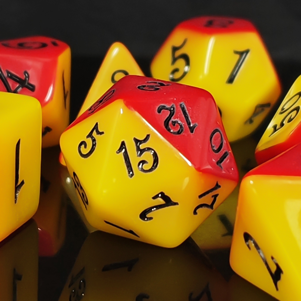 Red Yellow Flame Polyhedral Di - огляд і ціна Dice Set Polyhedral