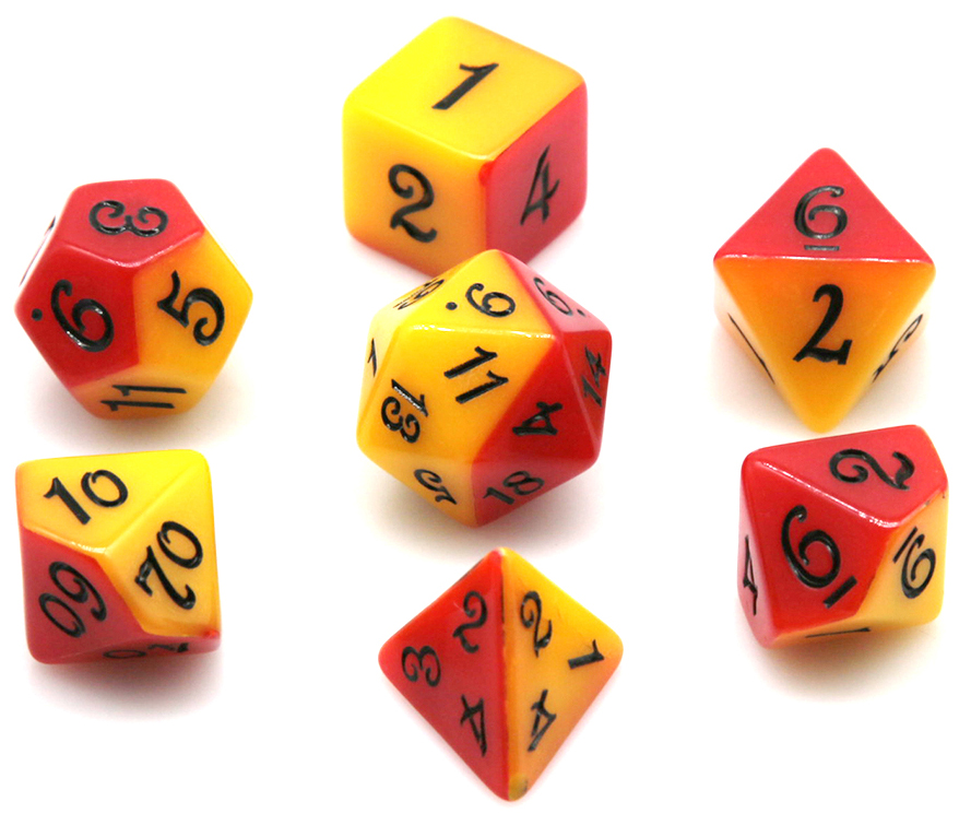 Red Yellow Flame Polyhedral Di - огляд і ціна Dice Set Polyhedral