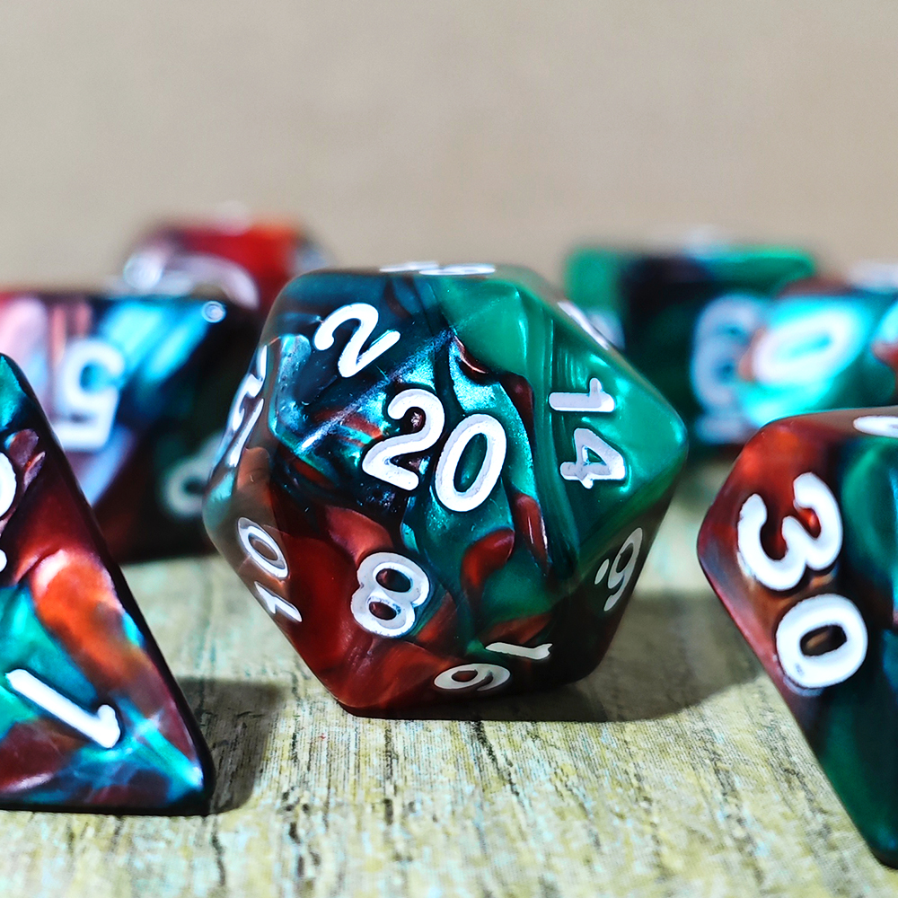 Green-Red Swirl Polyhedral Dic - огляд і ціна Dice Set Polyhedral