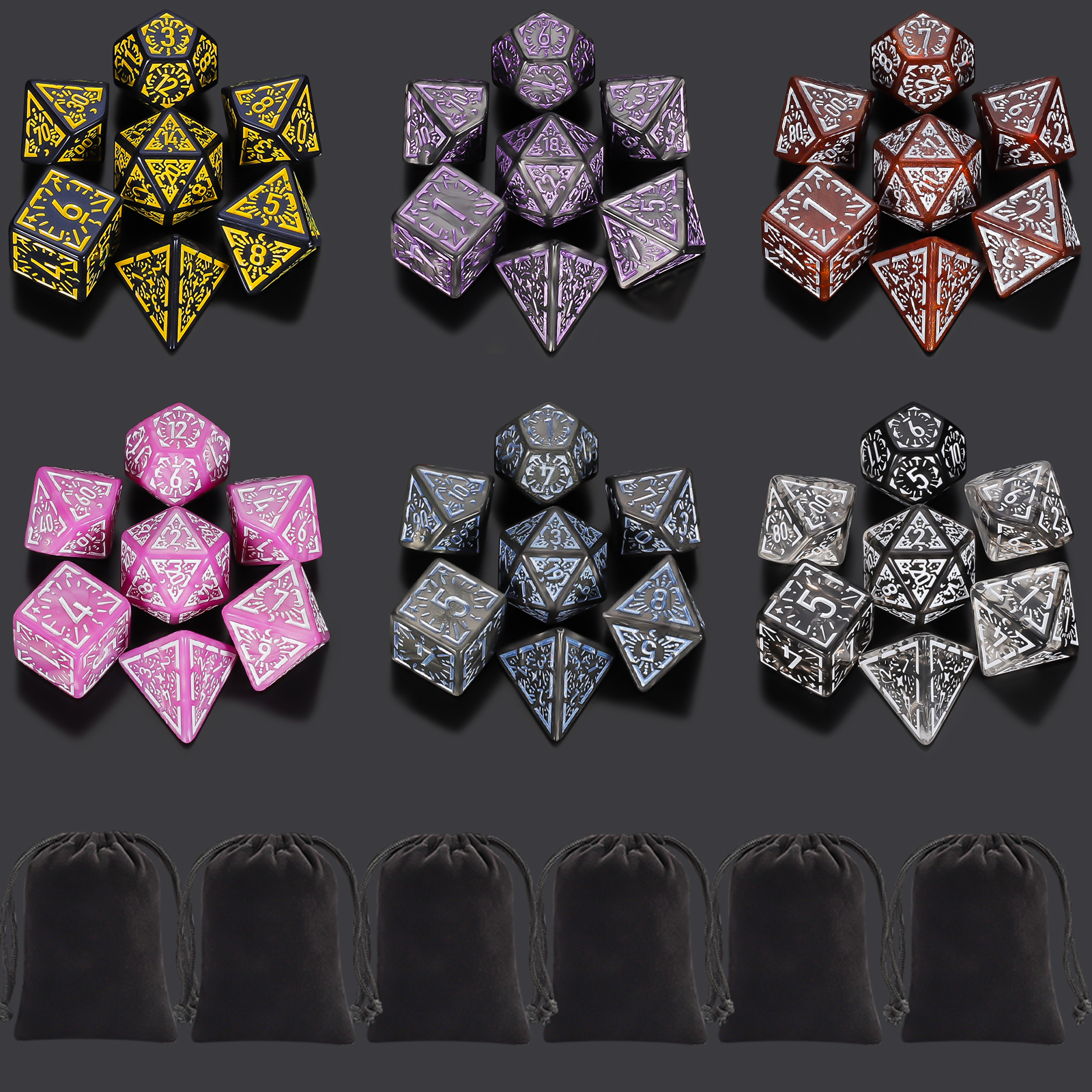 DND Dice Set -7pc carved patte - огляд і ціна Dice Set Polyhedral