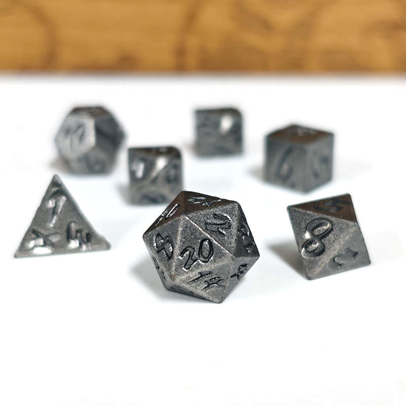 7Pcs Metal Dice and 1Pc Pocket - огляд і ціна Dice Set Polyhedral