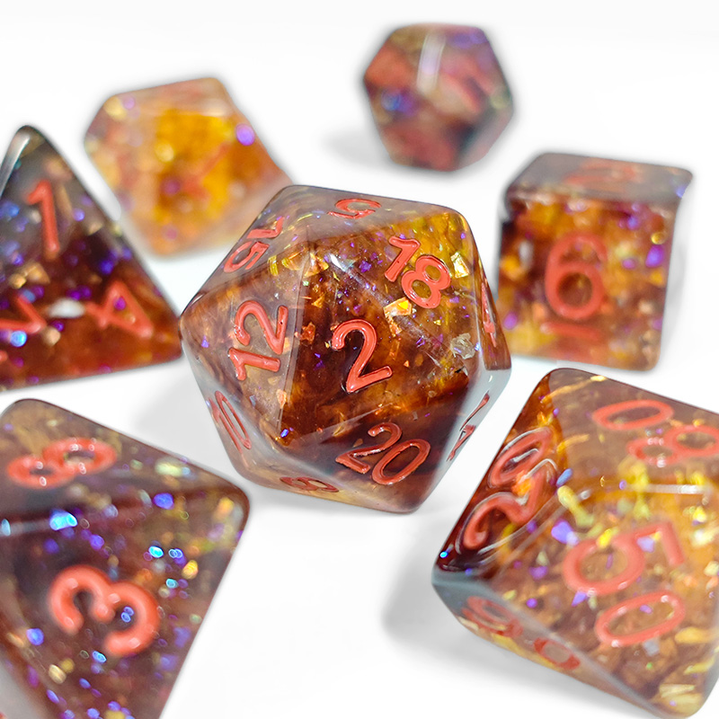 Fire Orange Confetti Resin Pol - огляд і ціна Dice Set Polyhedral
