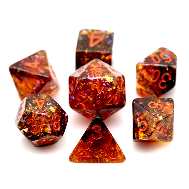 Fire Orange Confetti Resin Pol - огляд і ціна Dice Set Polyhedral