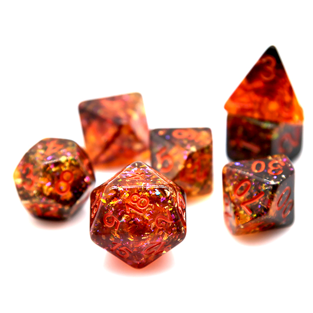 Fire Orange Confetti Resin Pol - огляд і ціна Dice Set Polyhedral